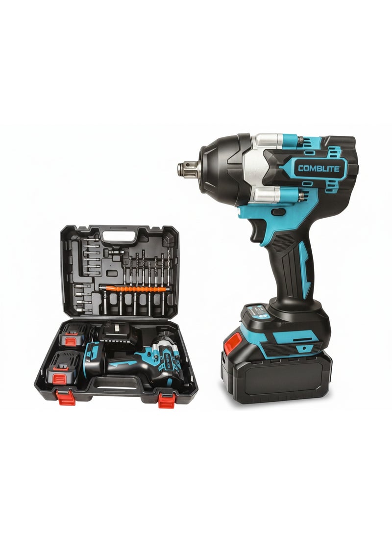 COMBLITE® LH-2107N Cordless Impact Wrench System - Brushless Motor – 1/2-Inch Square Drive – With 2x 4.0Ah Li-ion Batteries & Accessory Kit - Image 2